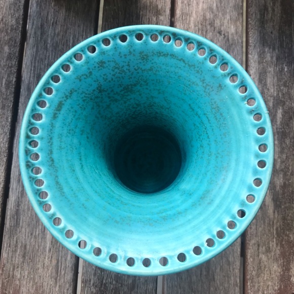 Turquoise Handmade Pottery Vase - Picture 2 of 5